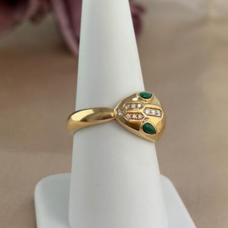 BULGARI SERPENTI 18KR DIA MALACHITE RING - R11600