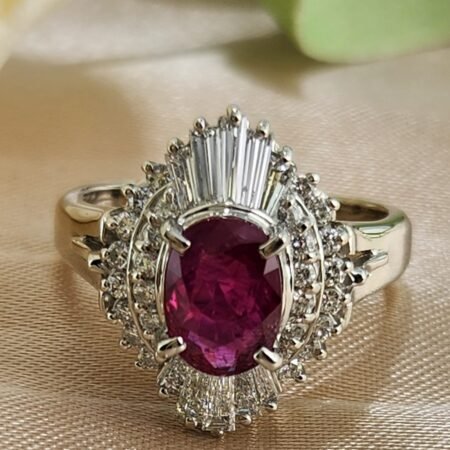 1.17 CT RUBY DIAMOND PLATINUM RING - R11615