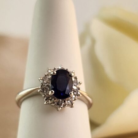 1.42 CT SAPPHIRE DIA PLATINUM RING - R11629