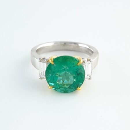 EMERALD & DIA PLAT RING - R9978