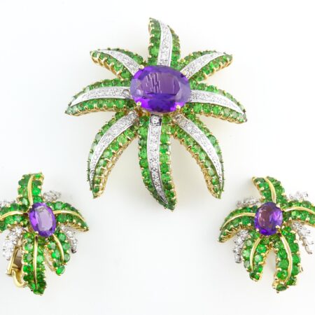 3PC AMETHYST DIA 18K TWO TONE SUITE - S1075