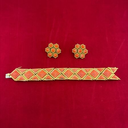 TIFFANY & CO CORAL EARRINGS-BRACELET SET - S1076