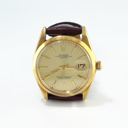 ROLEX YG MEN'S LEATHER BAND WATCH - WM1977