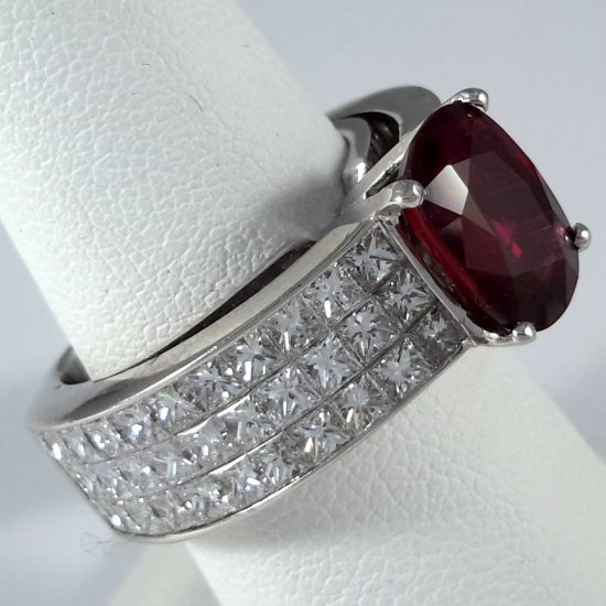18KW PIGEON BLOOD RUBY DIA RING – R9172 – Johnny B & Co