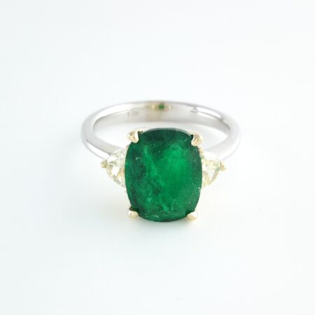 EMERALD & DIA 14KW RING - R11311