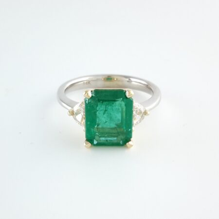 EMERALD & DIA 14KW RING - R11312