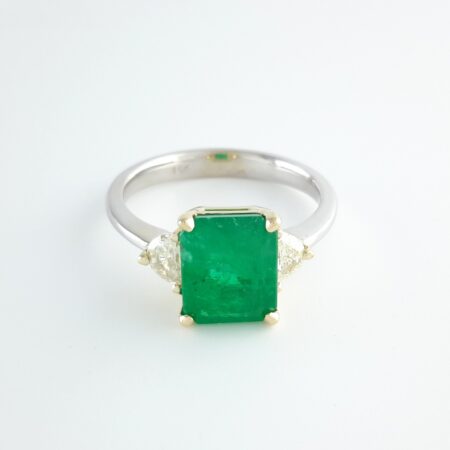 EMERALD & DIA 14KW RING - R11313