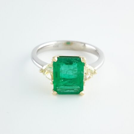 EMERALD & DIA 14KW RING - R11314